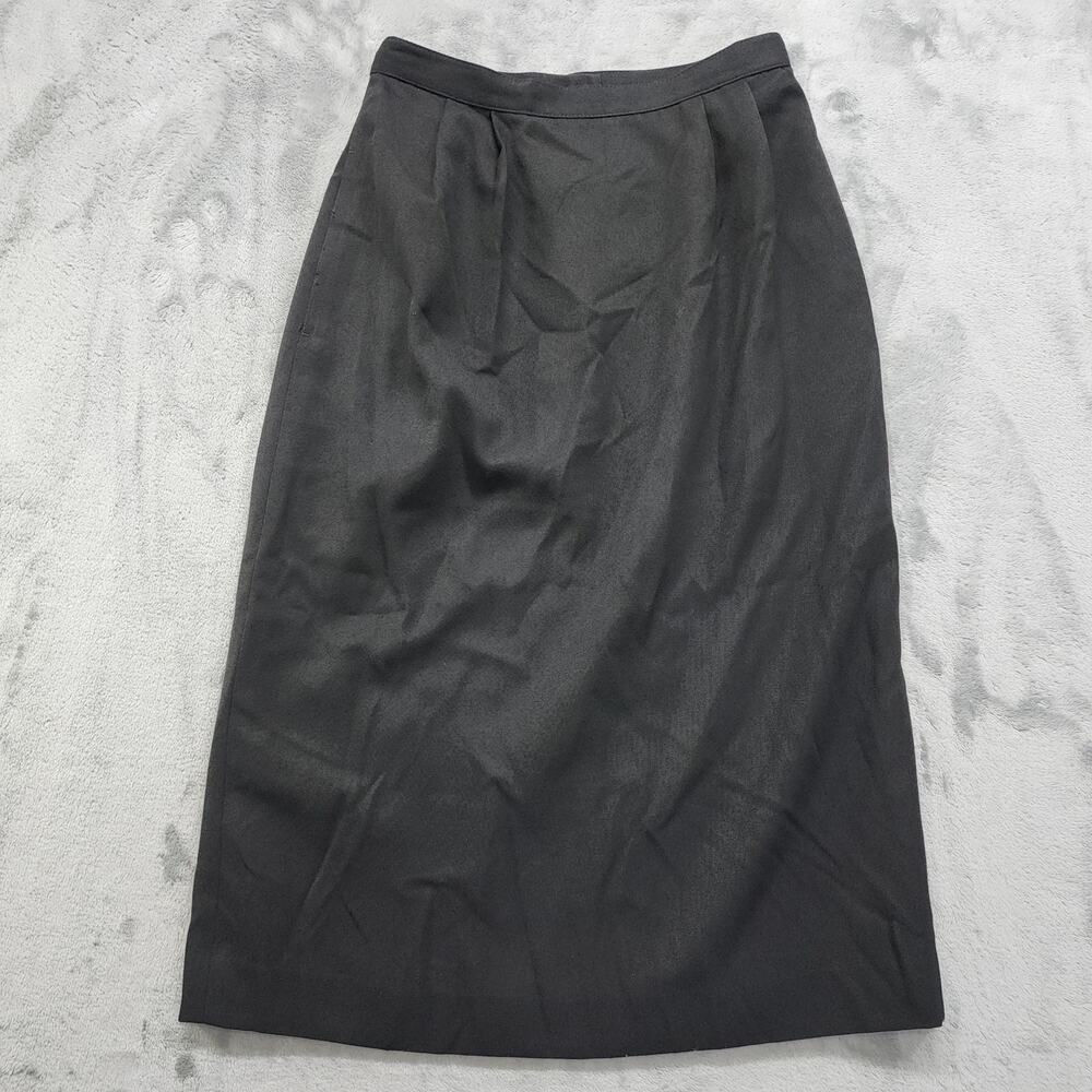 Vintage 80s Pencil Skirt Size 4 Black Pleated Knee Length Lined Office Career‎